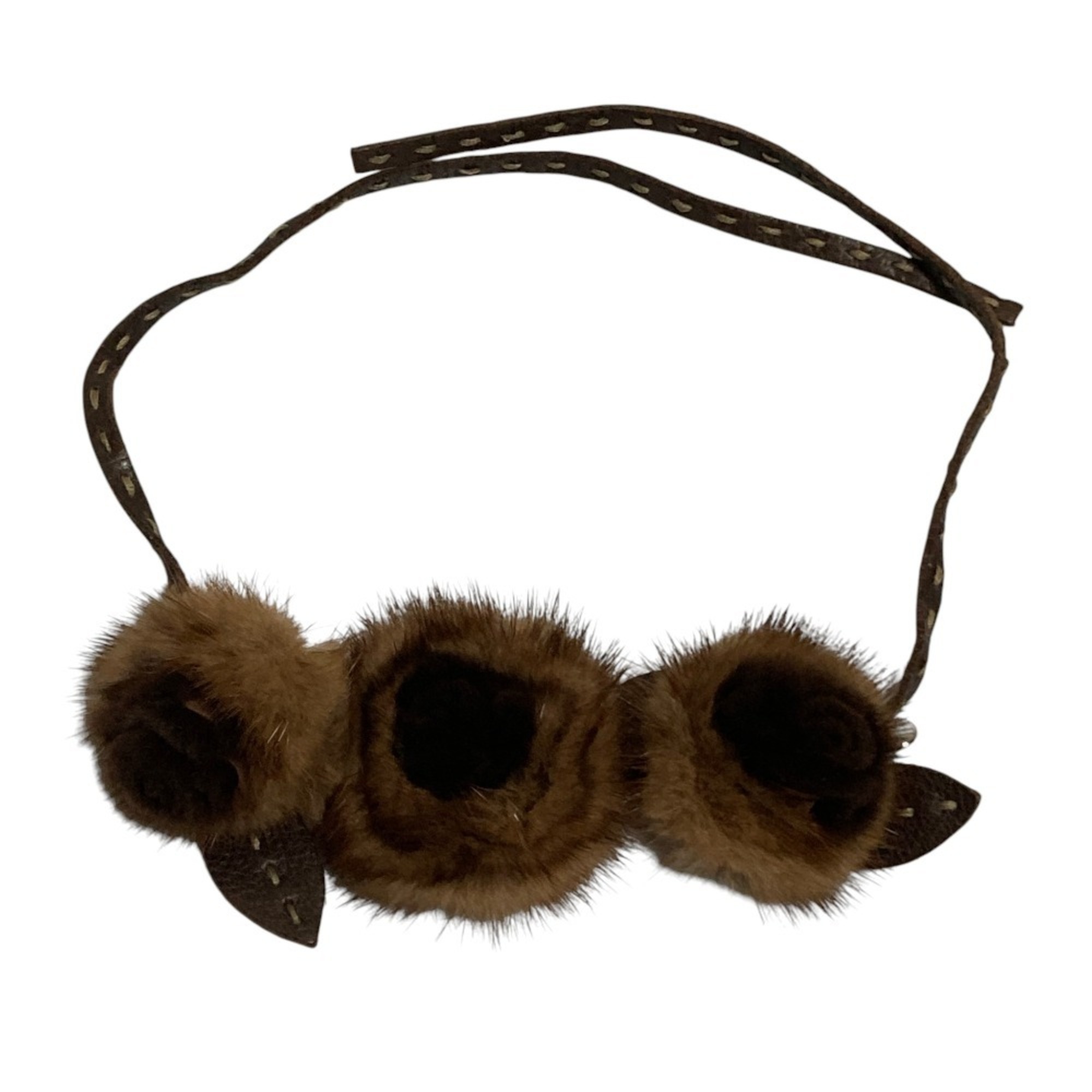 Fendi Selleria Mink Fur Leather Choker, Brown, Women's